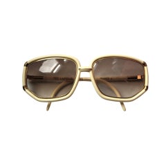 unworn 1970's TED LAPIDUS cream & gold sunglasses