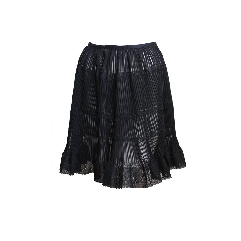 AZZEDINE ALAIA black lace skirt at 1stdibs