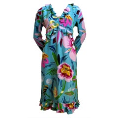 TOM FORD for GUCCI silk floral dress with flounce - 1999