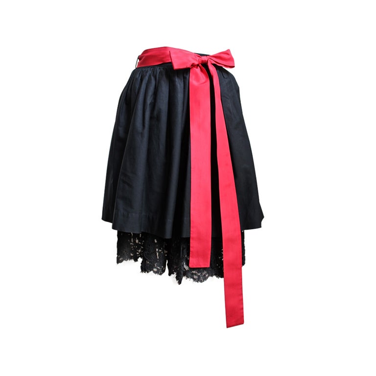 YVES SAINT LAURENT black skirt with lace petticoat