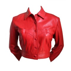 1980's AZZEDINE ALAIA red leather jacket with sweetheart seams at 1stDibs