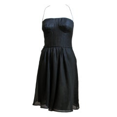 1980's GIORGIO ARMANI black silk bustier dress