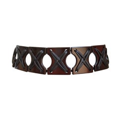 TOM FORD for YVES SAINT LAURENT wood link belt with leather