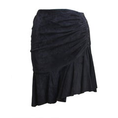 AZZEDINE ALAIA ruched black suede skirt