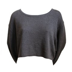 Vintage AZZEDINE ALAIA taupe oversized linen cropped sweater