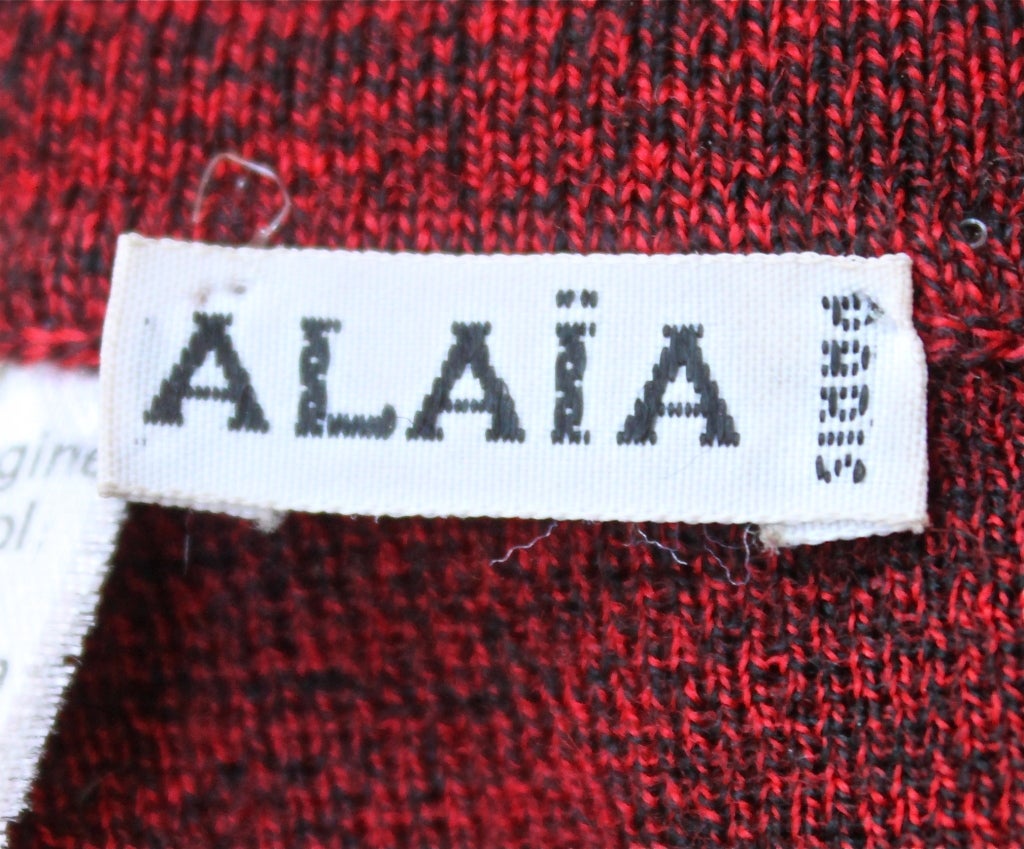 Women's AZZEDINE ALAIA red & black heathered wool bodysuit