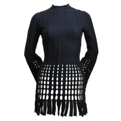 AZZEDINE ALAIA black fringed mini dress - 1991