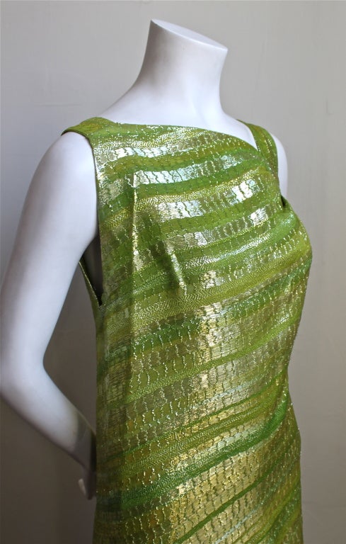 Women's 1960's BALENCIAGA haute couture metallic chartreuse gown