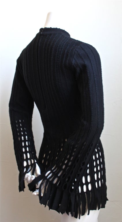 Women's AZZEDINE ALAIA black fringed mini dress - 1991