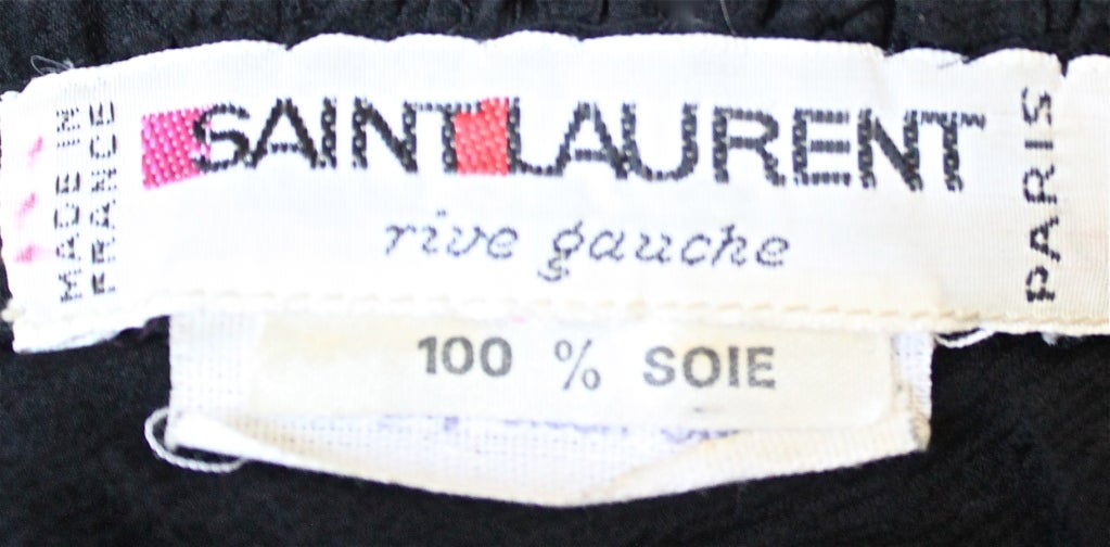 1970's YVES SAINT LAURENT black silk mousseline dress