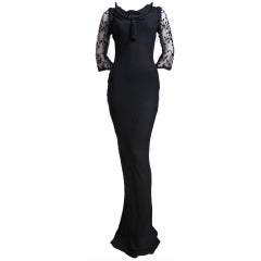 YVES SAINT LAURENT silk mousseline bias cut gown with beading 4