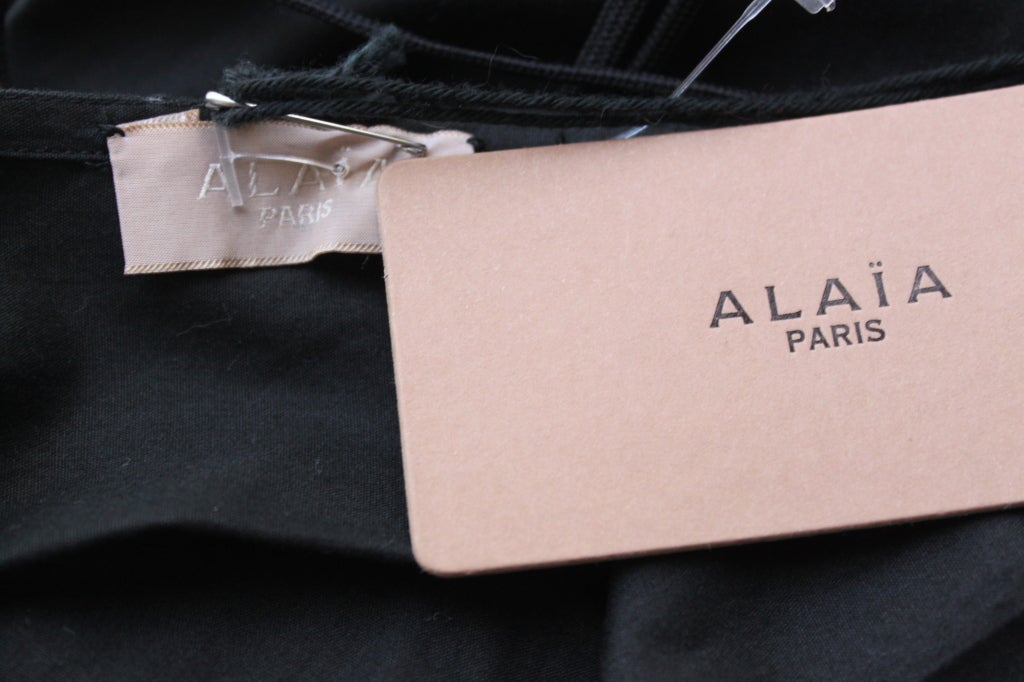 AZZEDINE ALAIA jet black cotton Grecian pleated dress 1