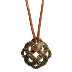 1970's LANVIN turquoise enamel and gilt metal modernist necklace 1