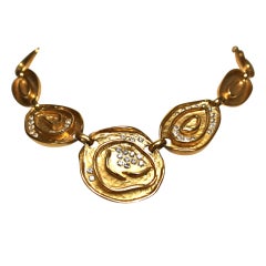 BALENCIAGA gilt necklace with glass crystals 10