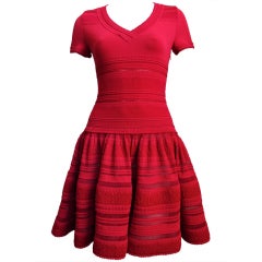 AZZEDINE ALAIA red knit 'Acanthe' dress