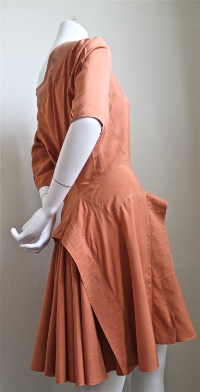 1980's AZZEDINE ALAIA apricot dress with full skirt