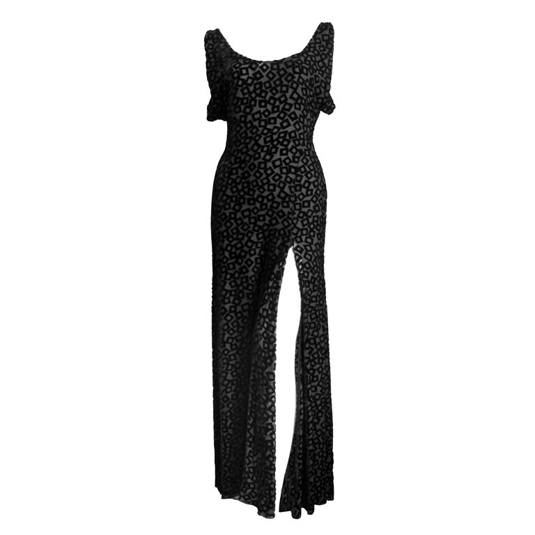 1990
s GIANNI VERSACE COUTURE cut velvet 40
s style gown