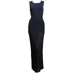 AZZEDINE ALAIA long black open knit dress