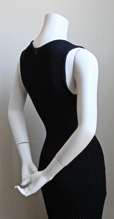 AZZEDINE ALAIA long black open knit dress In Excellent Condition In San Fransisco, CA