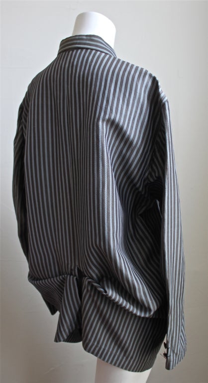 early 1980s ISSEY MIYAKE striped jacket with bustle For Sale at 1stDibs