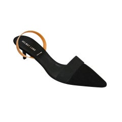unworn 90's HELMUT LANG black suede heels with rubber straps