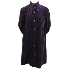 1970's YVES SAINT LAURENT plum velvet coat 3