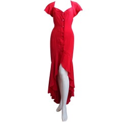 1980's KARL LAGERFELD red silk gown