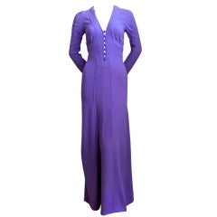 **SALE** 60's OSSIE CLARK purple moss crepe gown WAS $650 NOW $250
