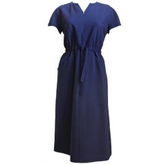 1970's COURREGES navy blue couture dress