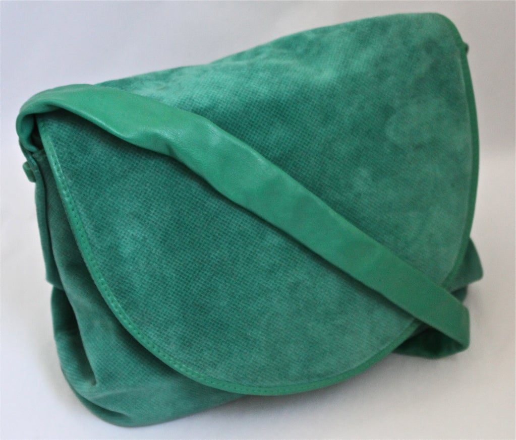 1980's BOTTEGA VENETA slouchy jade suede bag at 1stdibs