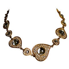 YVES SAINT LAURENT aymmetrical heart necklace with clear crystal 2