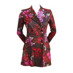 Vintage 1960's YVES SAINT LAURENT floral jacquard pea jacket