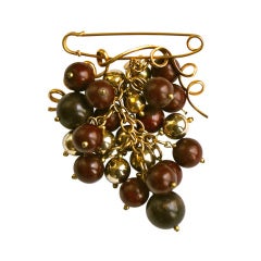 oversized YVES SAINT LAURENT rive gauche brooch with wood beads 8