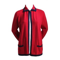 1980's CHANEL red and navy cashmere cardigan 11