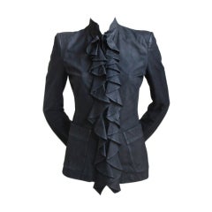 TOM FORD / YVES SAINT LAURENT leather jacket with ruffle - 2003