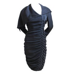 very rare BRUCE OLDFIELD black silk 'braided' dress