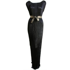 1920's MARIANO FORTUNY pleated black silk DELPHOS gown