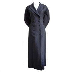 1980's AZZEDINE ALAIA charcoal wool gabardine coat with seamed back 3