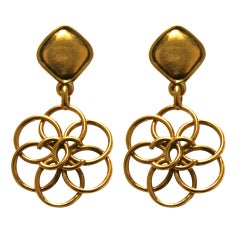 1980's CHANEL oversized gilt earrings