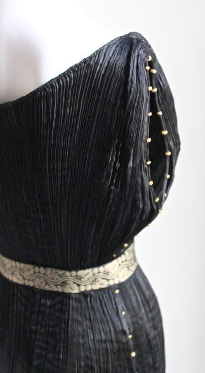 1920's MARIANO FORTUNY pleated black silk DELPHOS gown 1