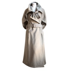 1980's ISSEY MIYAKE brushed wool trench coat with wrap belt