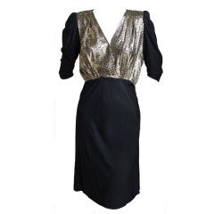 YVES SAINT LAURENT black jersey dress with metallic snake print 9
