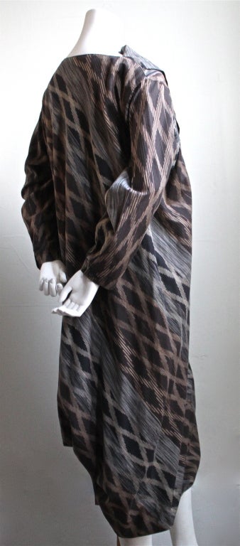 Women's 1982 ISSEY MIYAKE ikat woven dress and coat ensemble