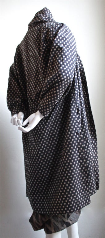 1982 ISSEY MIYAKE ikat woven dress and coat ensemble 1