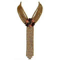 YVES SAINT LAURENT gilt necklace with poured glass