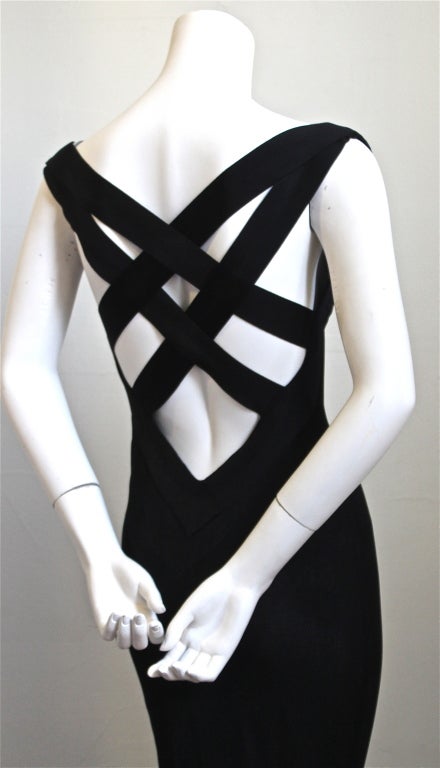 Women's ALEXANDER MCQUEEN black jersey gown with cross back