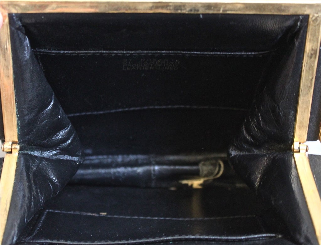 Black ROBERTA DI CAMERINO black and navy velvet floral kiss lock bag