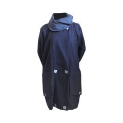 ANNE MARIE BERETTA navy oversized wool coat 10