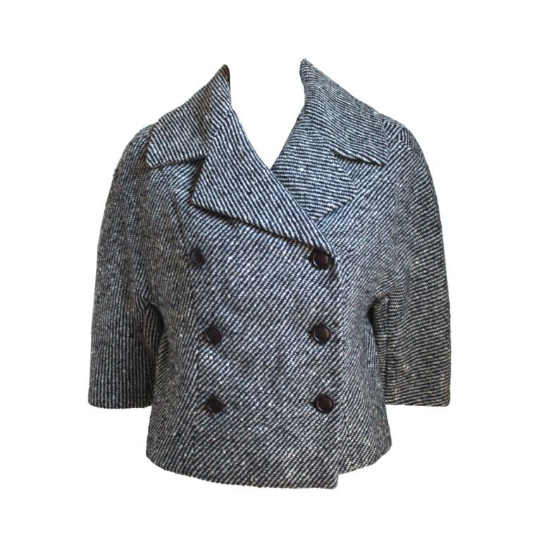 1950's JACQUES HEIM black wool cropped jacket For Sale