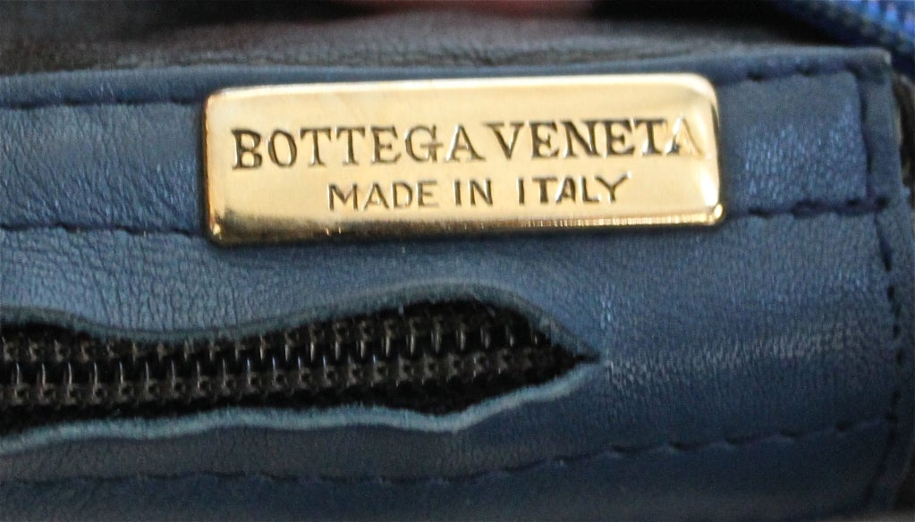 Purple 1980's BOTTEGA VENETA blue leather large hobo bag with woven straps